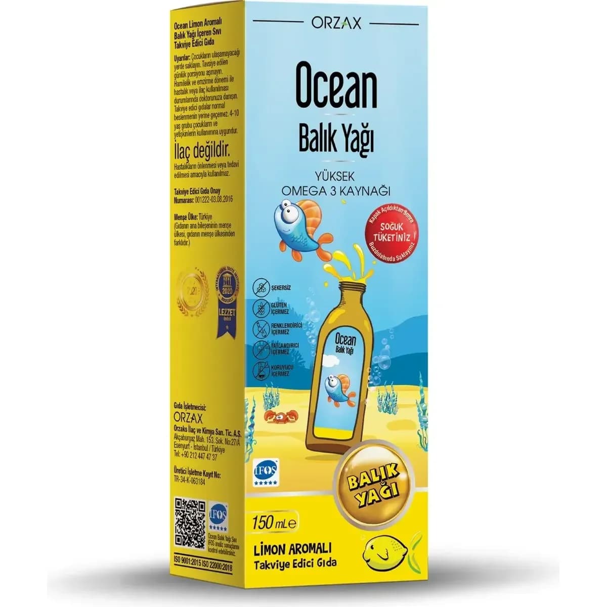 Ocean Limon Aromalı Balık Yağı 150 mL